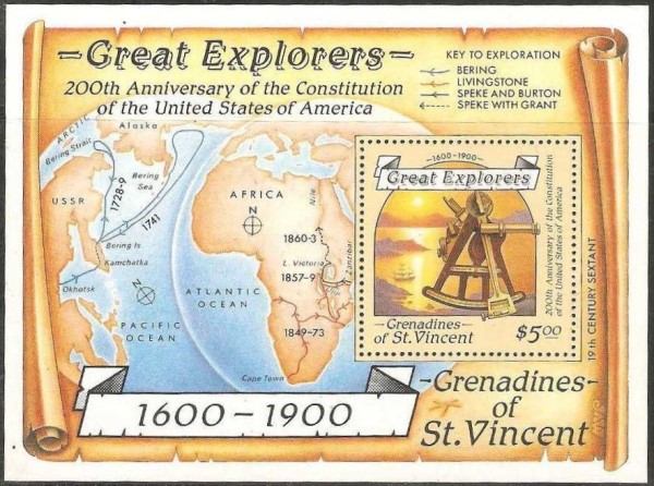 1988 Explorers Souvenir Sheet 1988 Explorers Souvenir Sheet